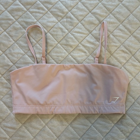 Gymshark Misty Pink Bandeau Sports Bra with Thin Straps and Snug Fit - Picture 4 of 6